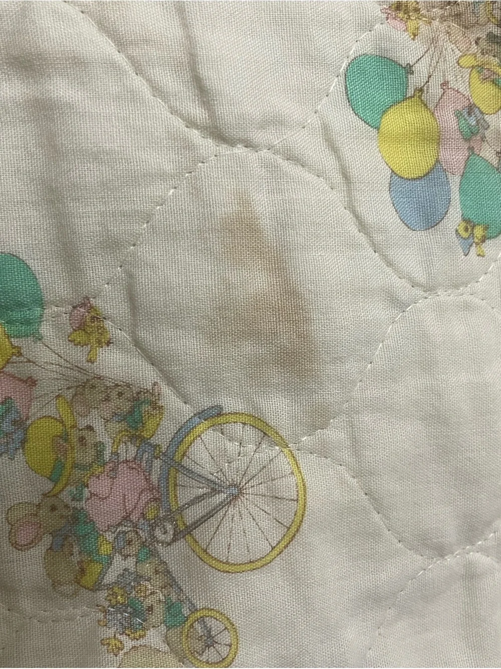 Vintage Thats Our Baby Bunny Bicycle Balloons Quilted Nursery Blanket Crib Quilt